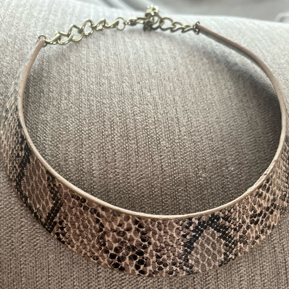 Cole Haan Snake Print Necklace - Brown and Black (taupe color)